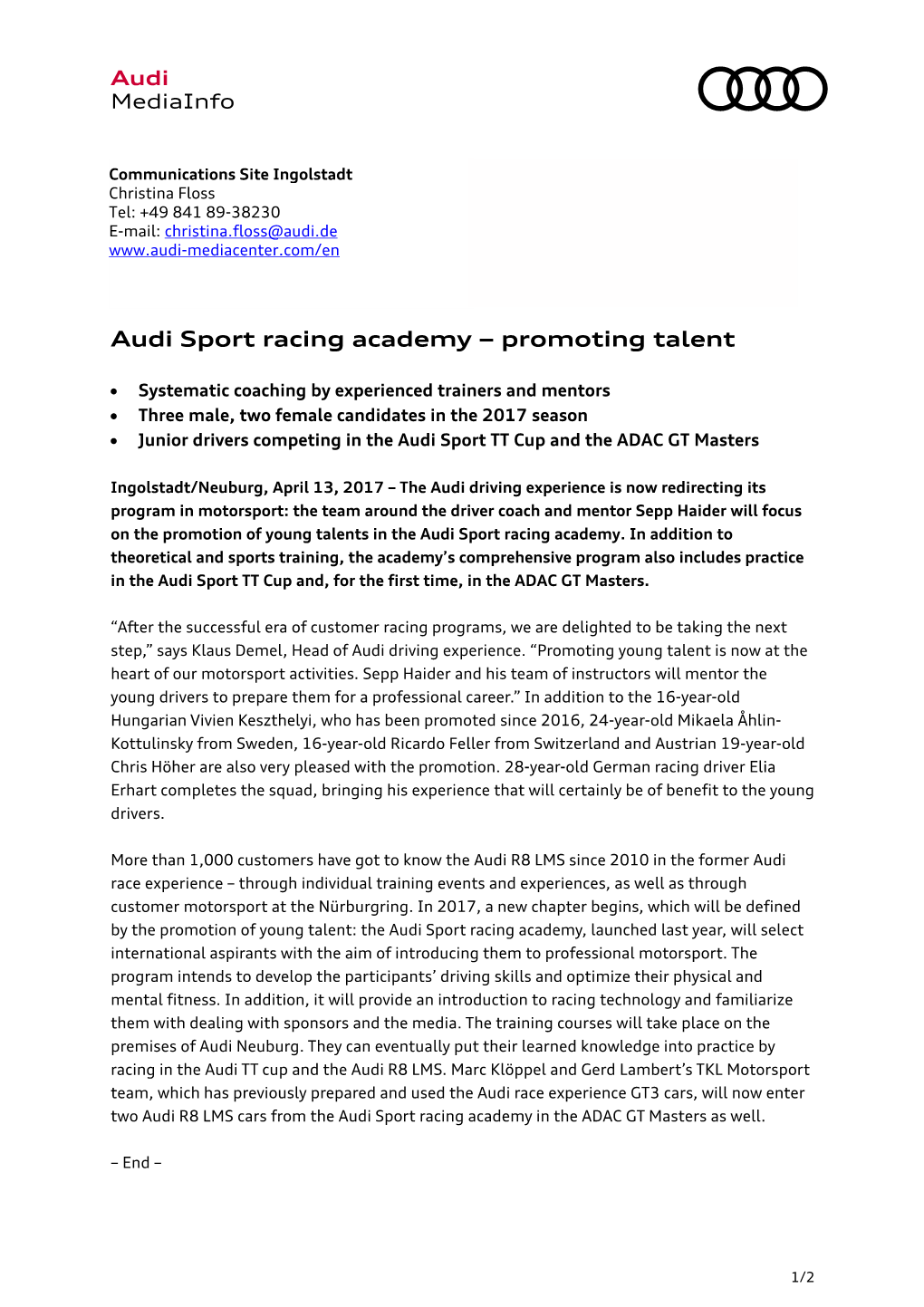 Audi Sport Racing Academy – Promoting Talent