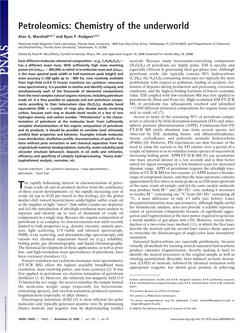 Petroleomics: Chemistry of the Underworld