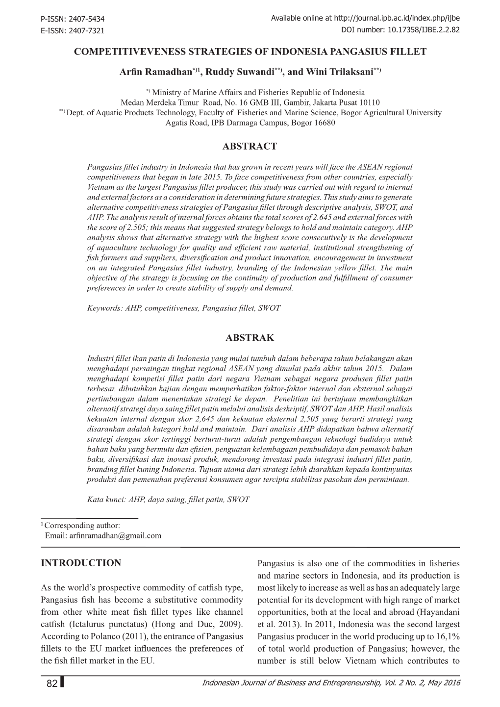 82 Competitiveveness Strategies of Indonesia Pangasius Fillet Arfin