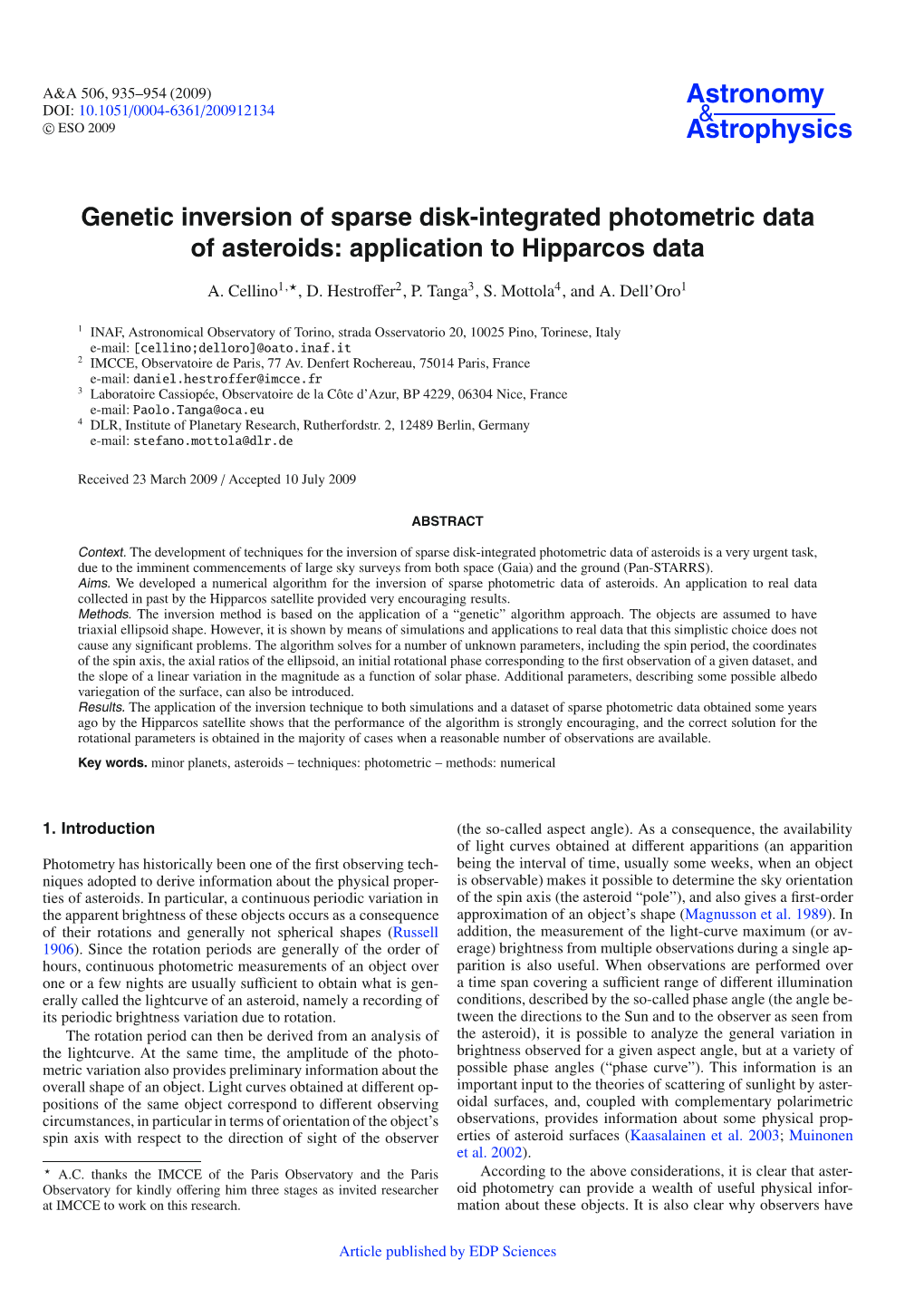 Genetic Inversion of Sparse Disk-Integrated Photometric Data of Asteroids: Application to Hipparcos Data