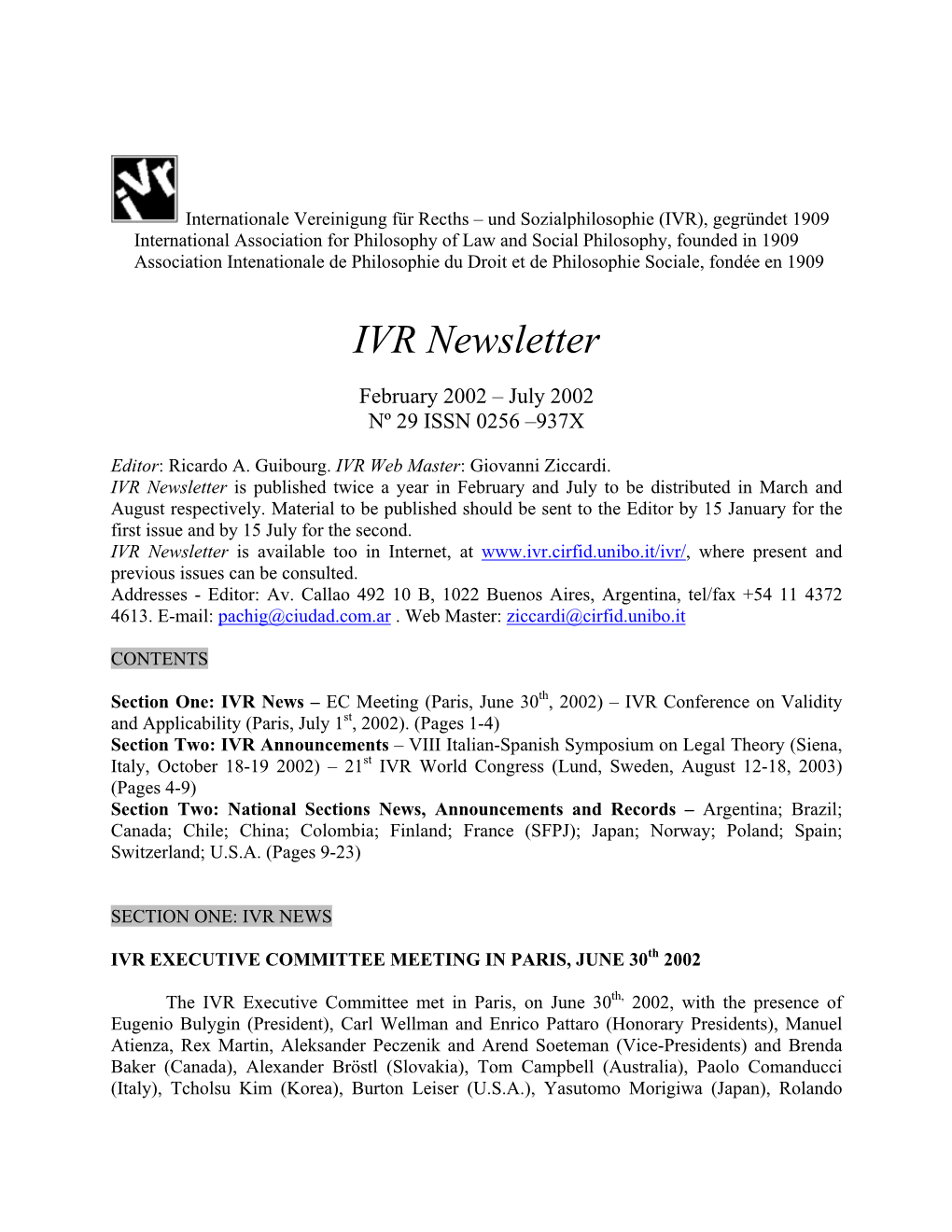 IVR Newsletter