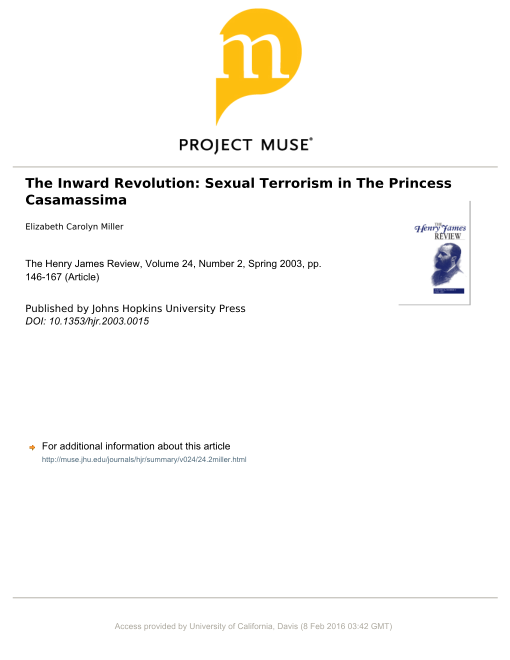 Sexual Terrorism in the Princess Casamassima