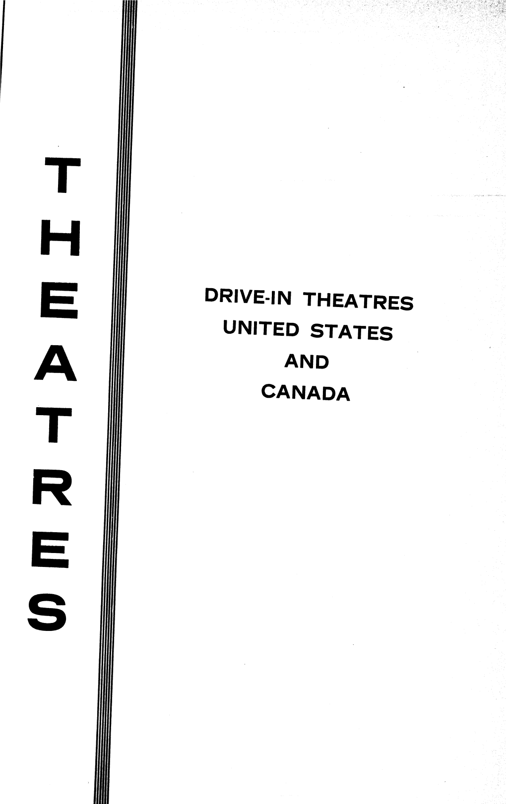 Drive-In Theatres United States and Canada Drive-In Theatres