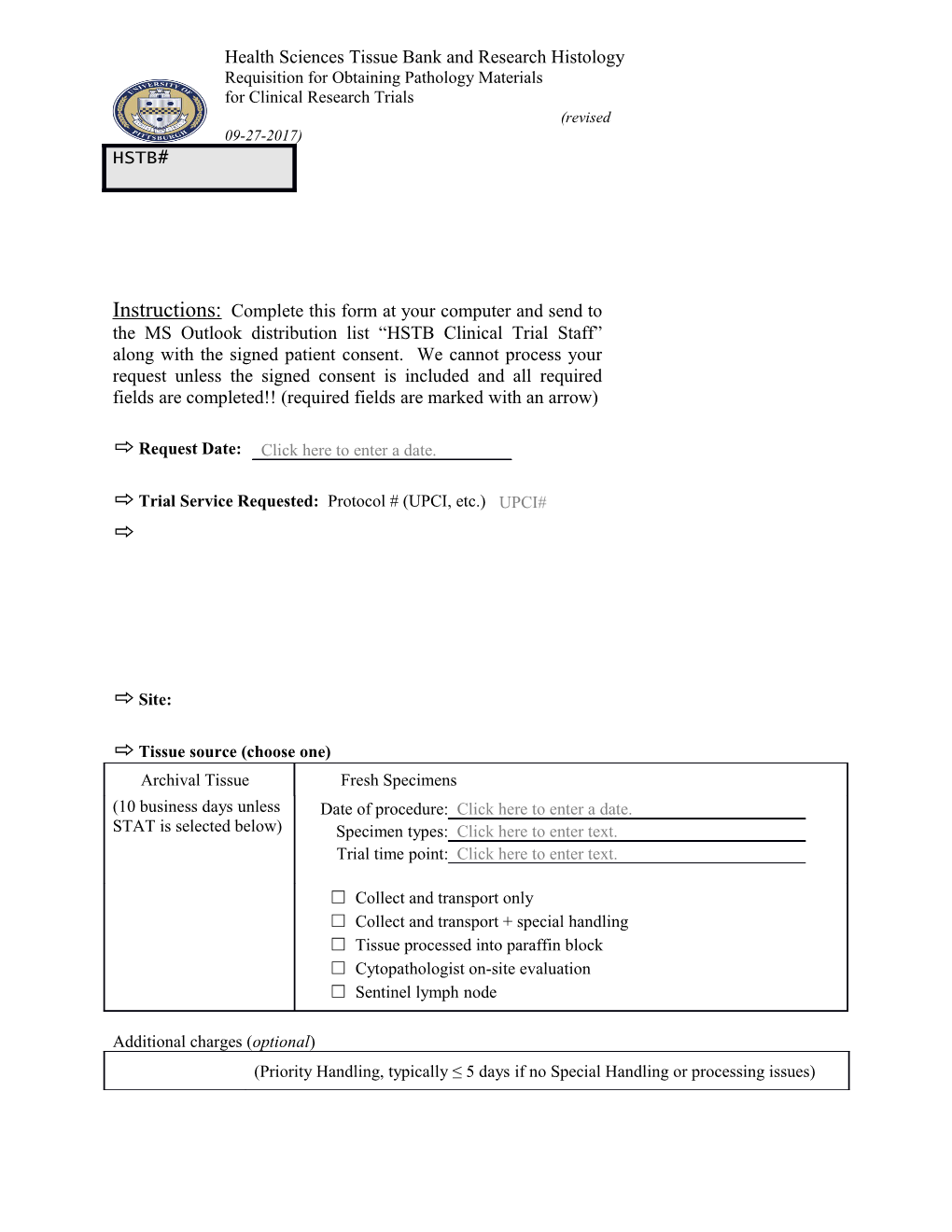 Requisition for Obtaining Pathology Materials