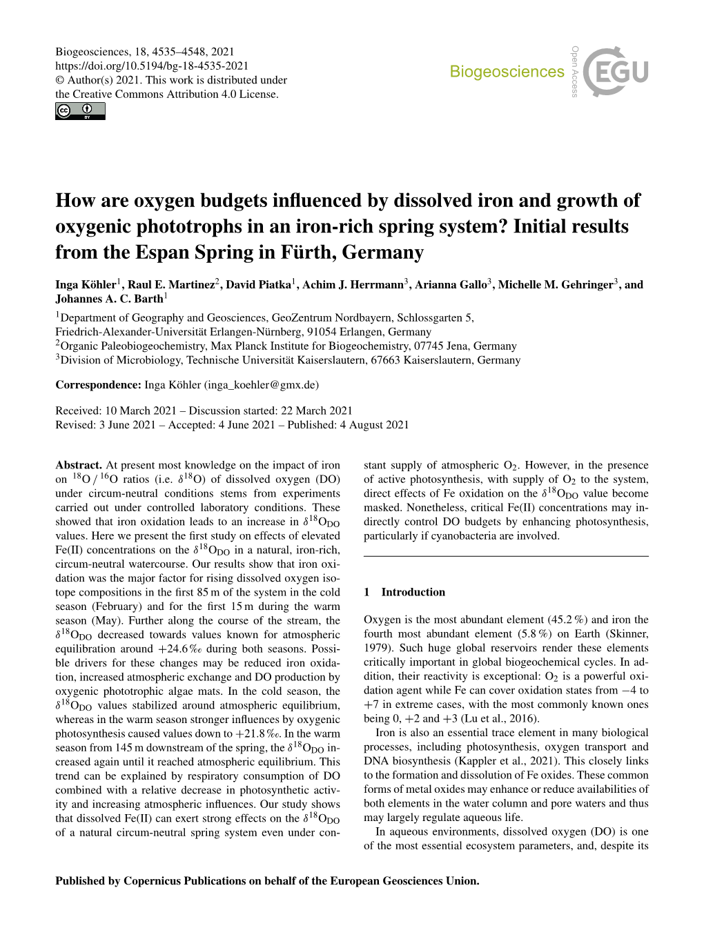 How Are Oxygen Budgets Influenced by Dissolved Iron