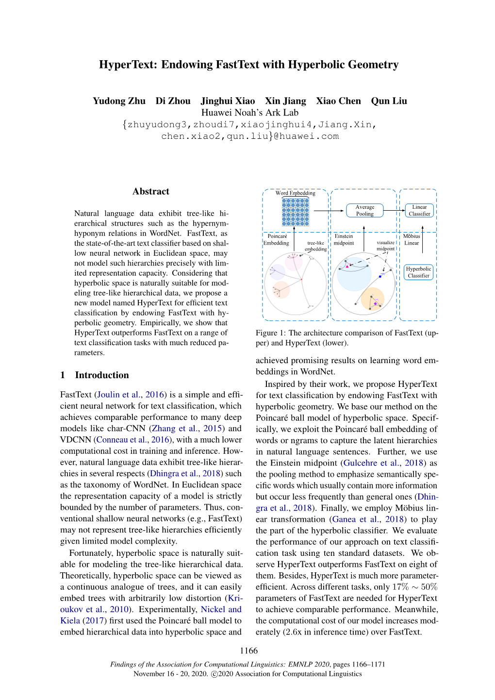 Endowing Fasttext with Hyperbolic Geometry