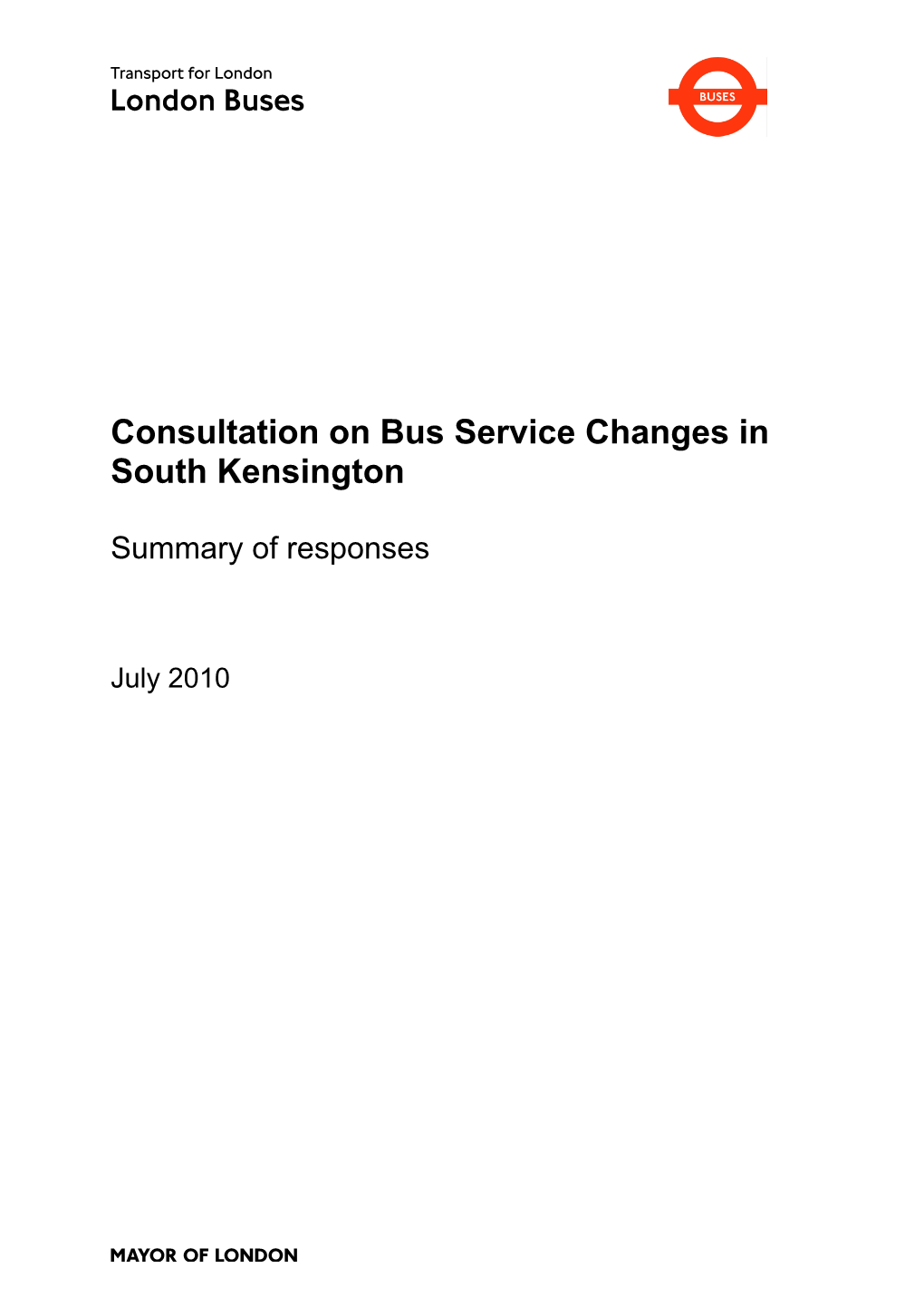 South Kensington Consultation Report