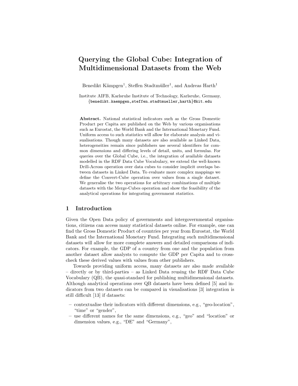 Querying the Global Cube: Integration of Multidimensional Datasets from the Web