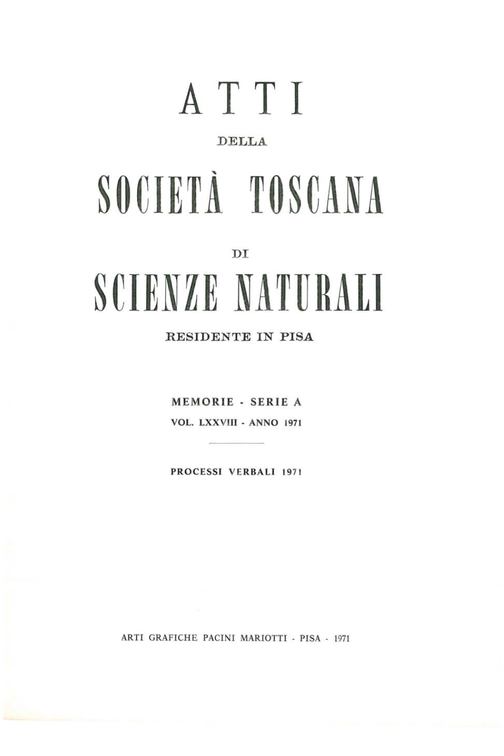 A T T I Societa Toscana Scienze Naturali