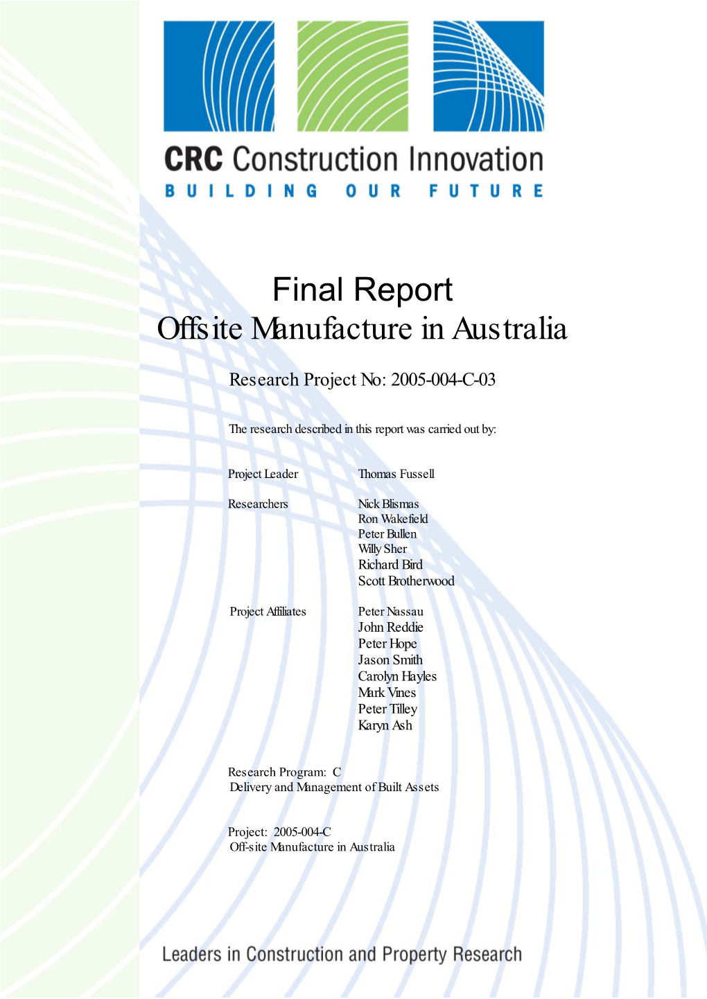 Final Report Offsite Manufacture in Australia