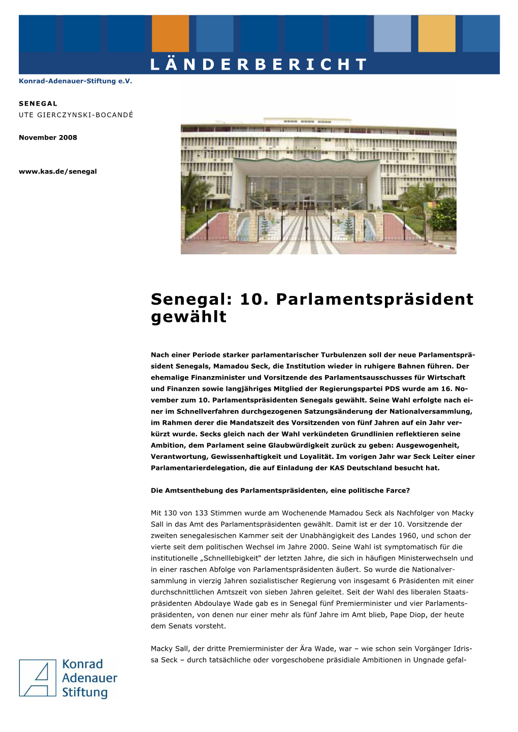 Senegal: 10. Parlamentspräsident Gewählt