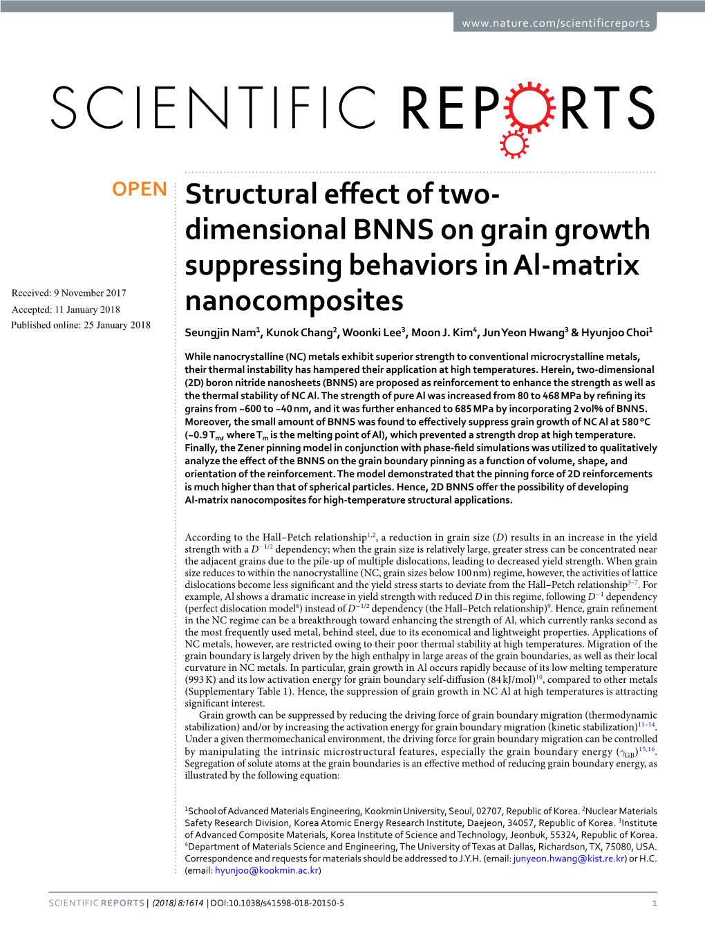 Dimensional BNNS on Grain Growth Suppressing Behaviors in Al-Matrix