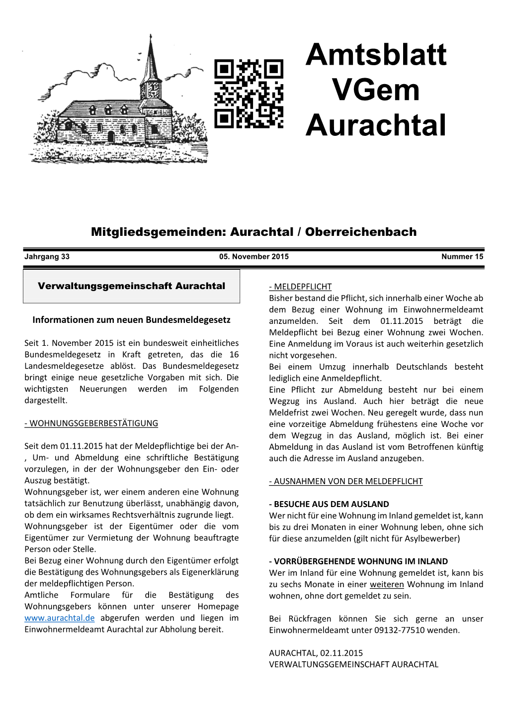 Amtsblatt Fürs Internet 15-15 V. 05.11.2015