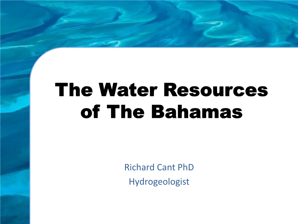 The Water Resources of the Bahamas