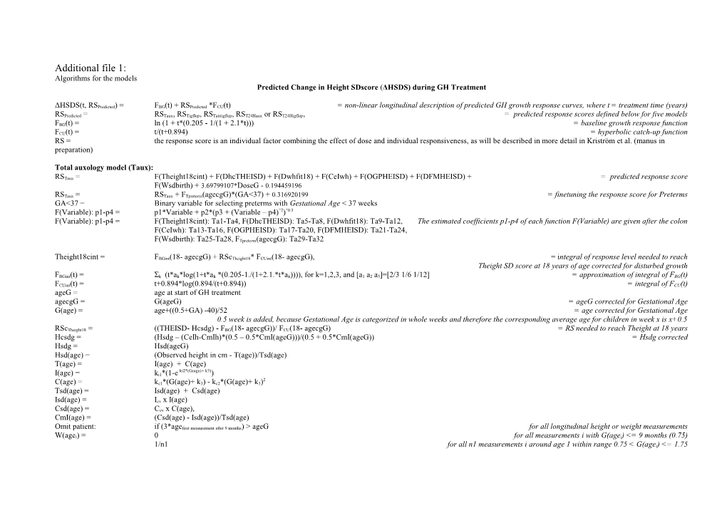 Predicted Change in Height Sdscore (ΔHSDS) During GH Treatment
