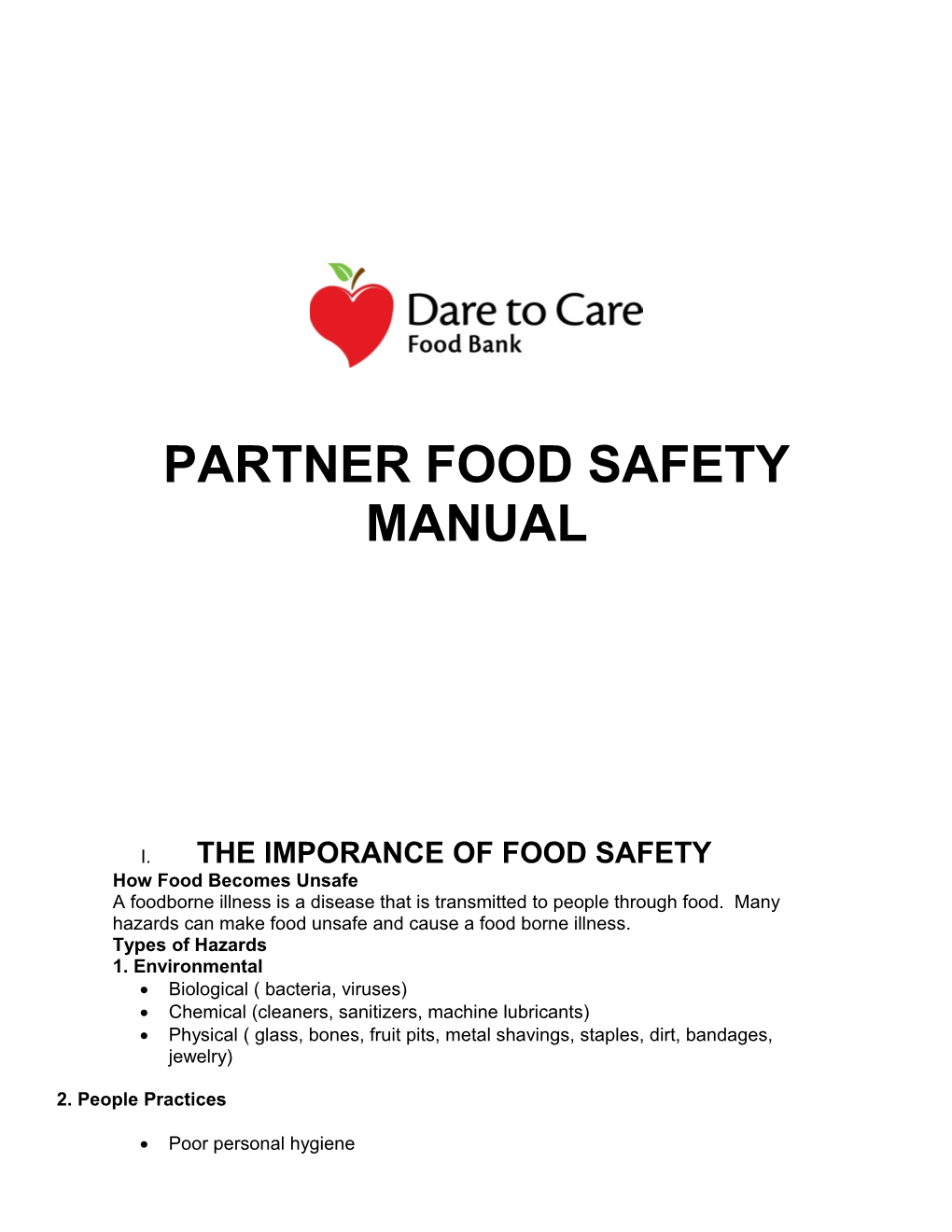 Partner Food Safety Manual