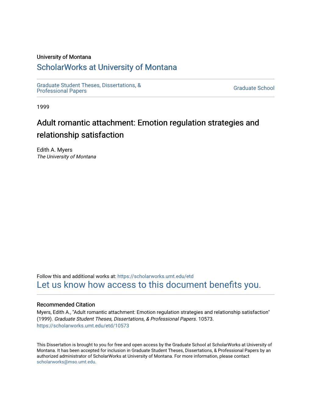 Adult Romantic Attachment: Emotion Regulation Strategies and Relationship Satisfaction