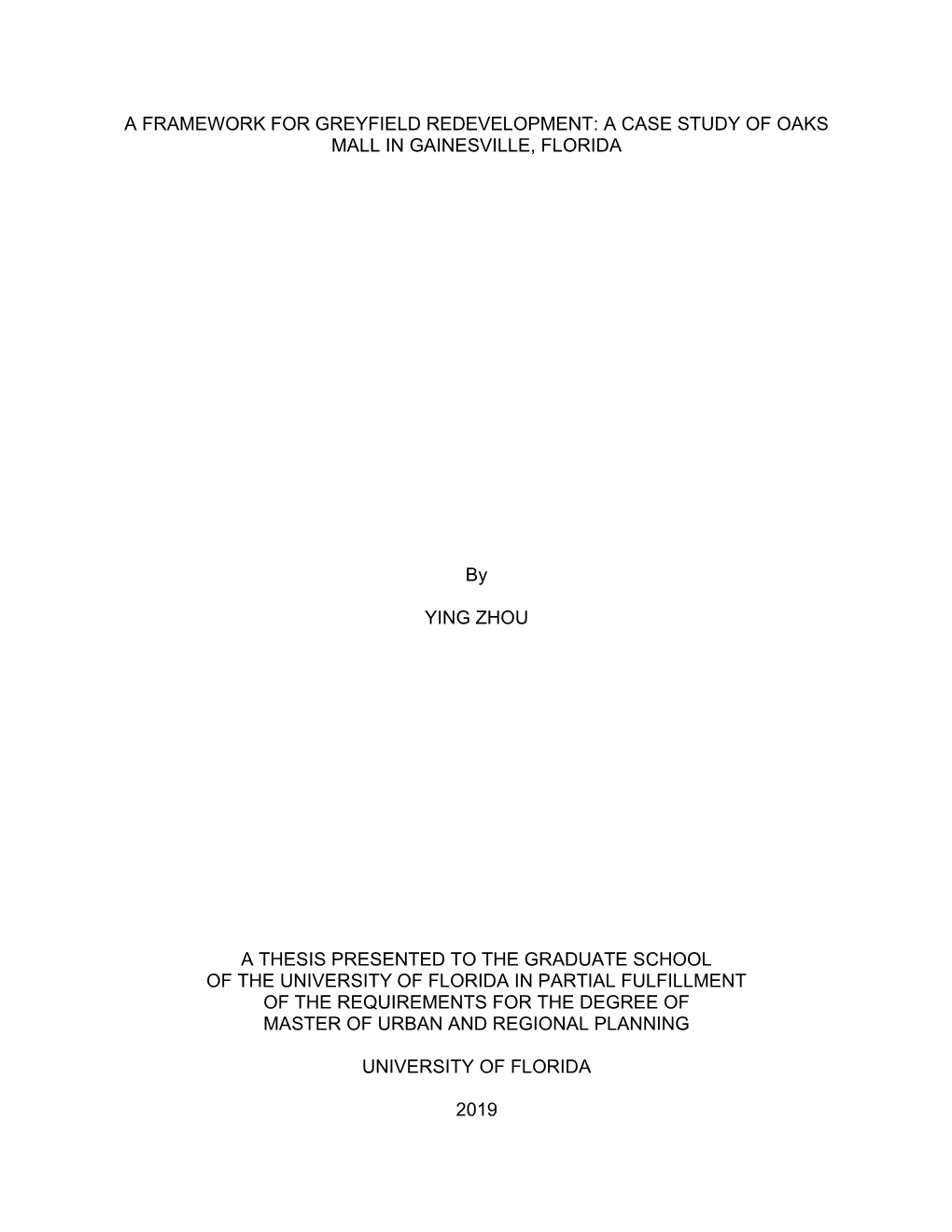 University of Florida Thesis Or Dissertation Formatting