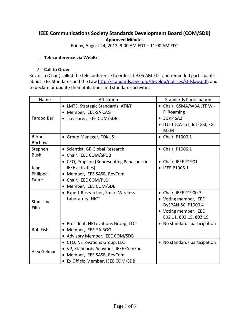 IEEE Communications Society Standards Development Board (COM/SDB) s1