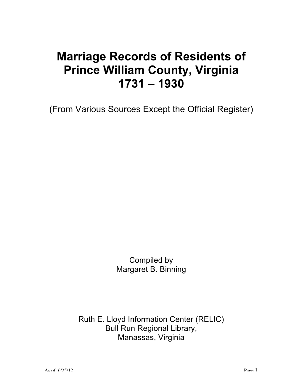 Marriages File