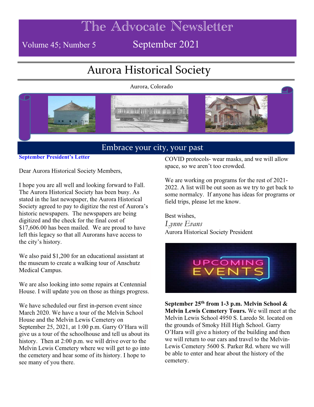 The Advocate Newsletter Volume 45; Number 5 September 2021