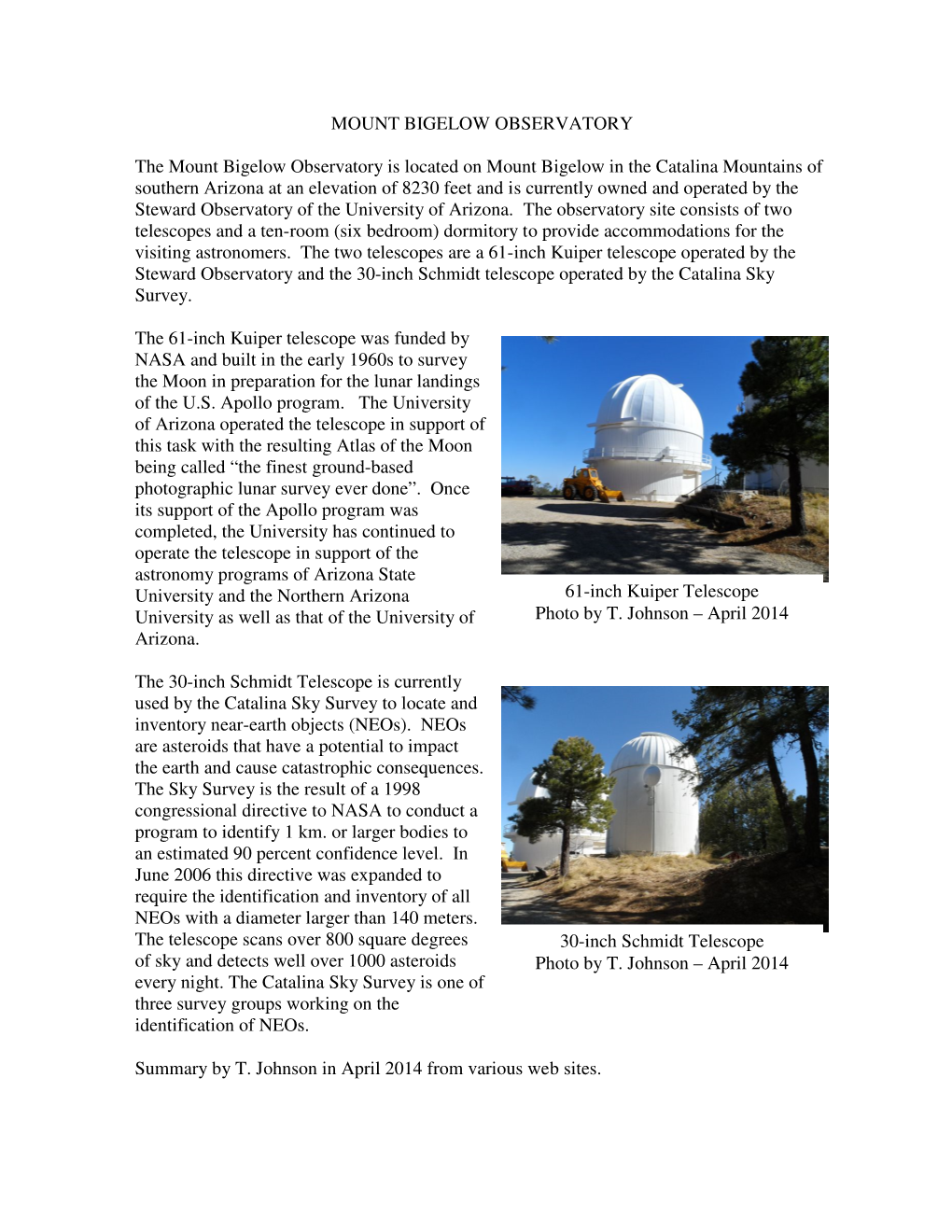 Mount Bigelow Observatory