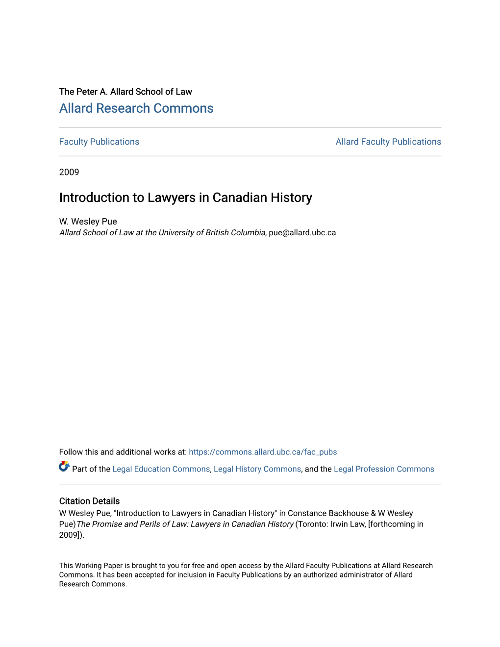 Introduction to Lawyers in Canadian History