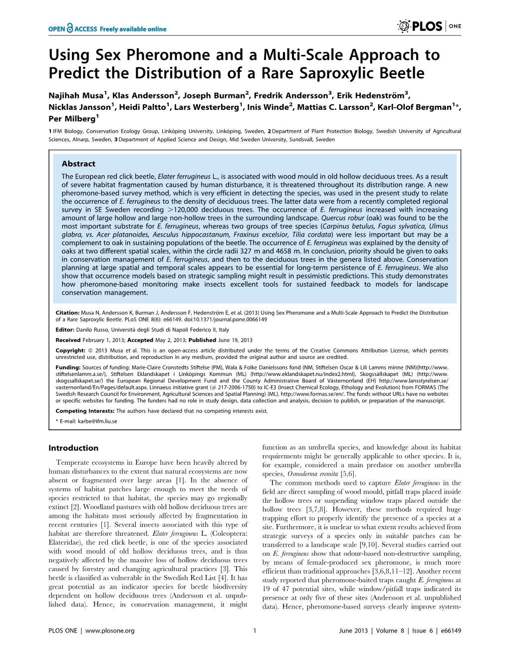 Using Sex Pheromone and a Multi-Scale Approach to Predict the Distribution of a Rare Saproxylic Beetle