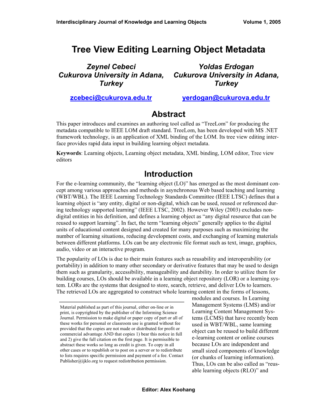 Tree View Editing Learning Object Metadata