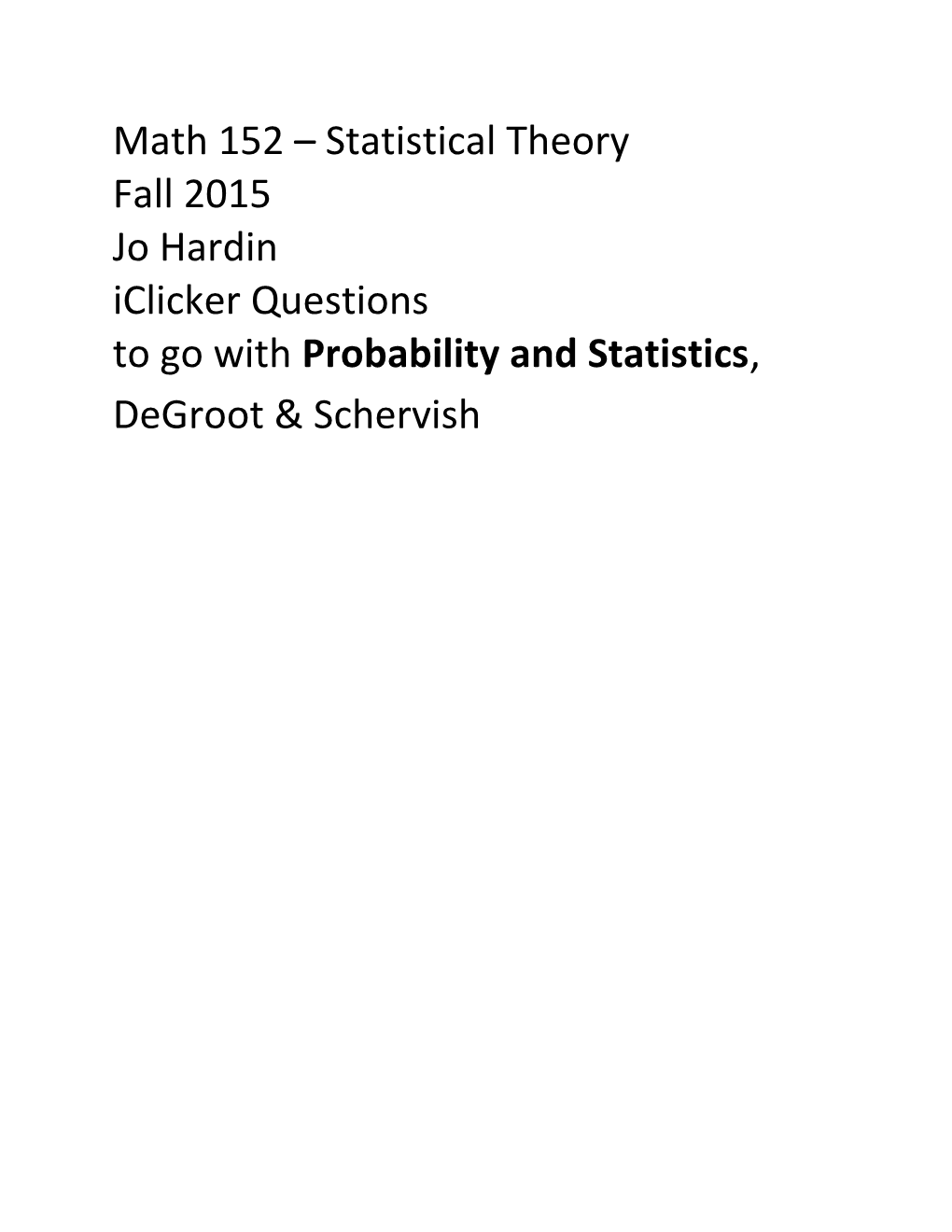 Math 152 Statistical Theory