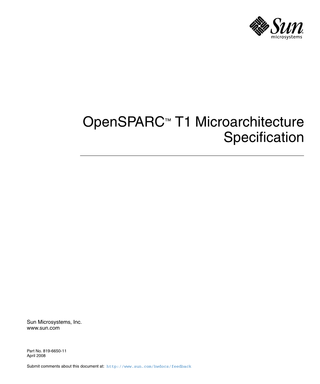 Opensparc T1 Microarchitecture Specification