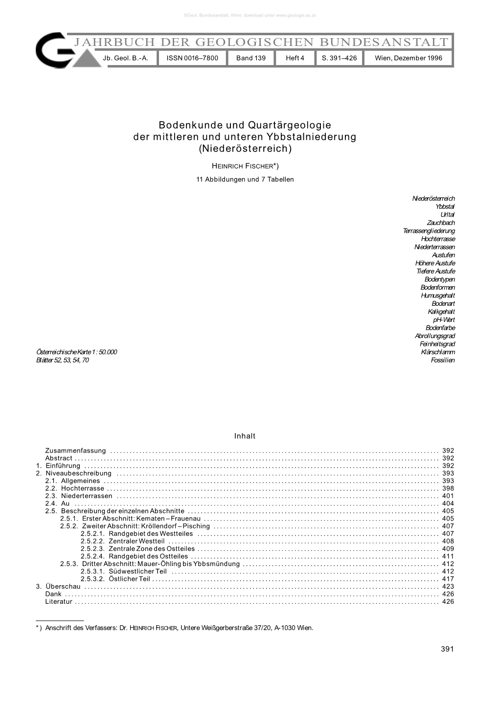 JAHRBUCH DER GEOLOGISCHEN BUNDESANSTALT Jb