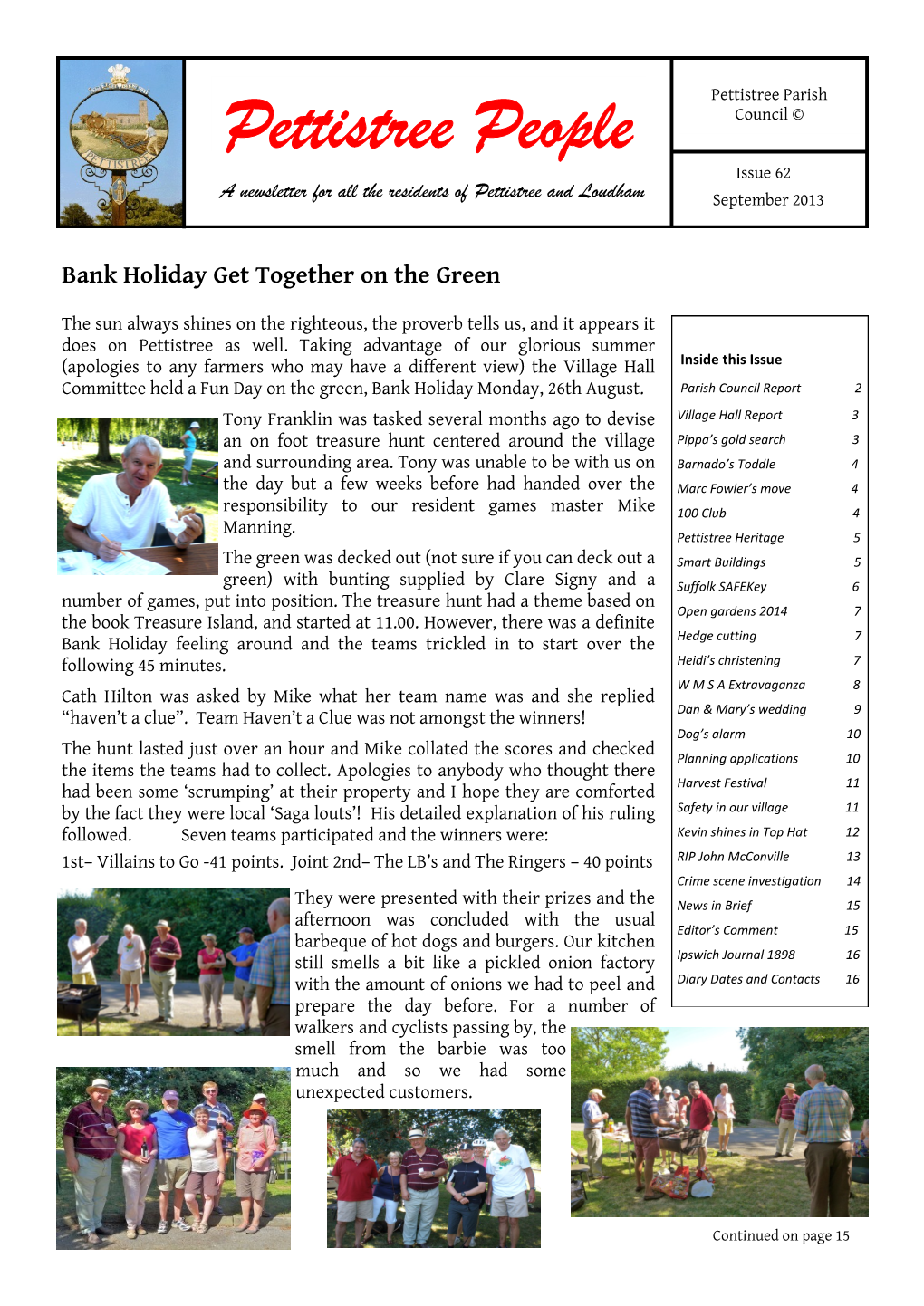 Pettistree People Council © Issue 62 a Newsletter for All the Residents of Pettistree and Loudham September 2013