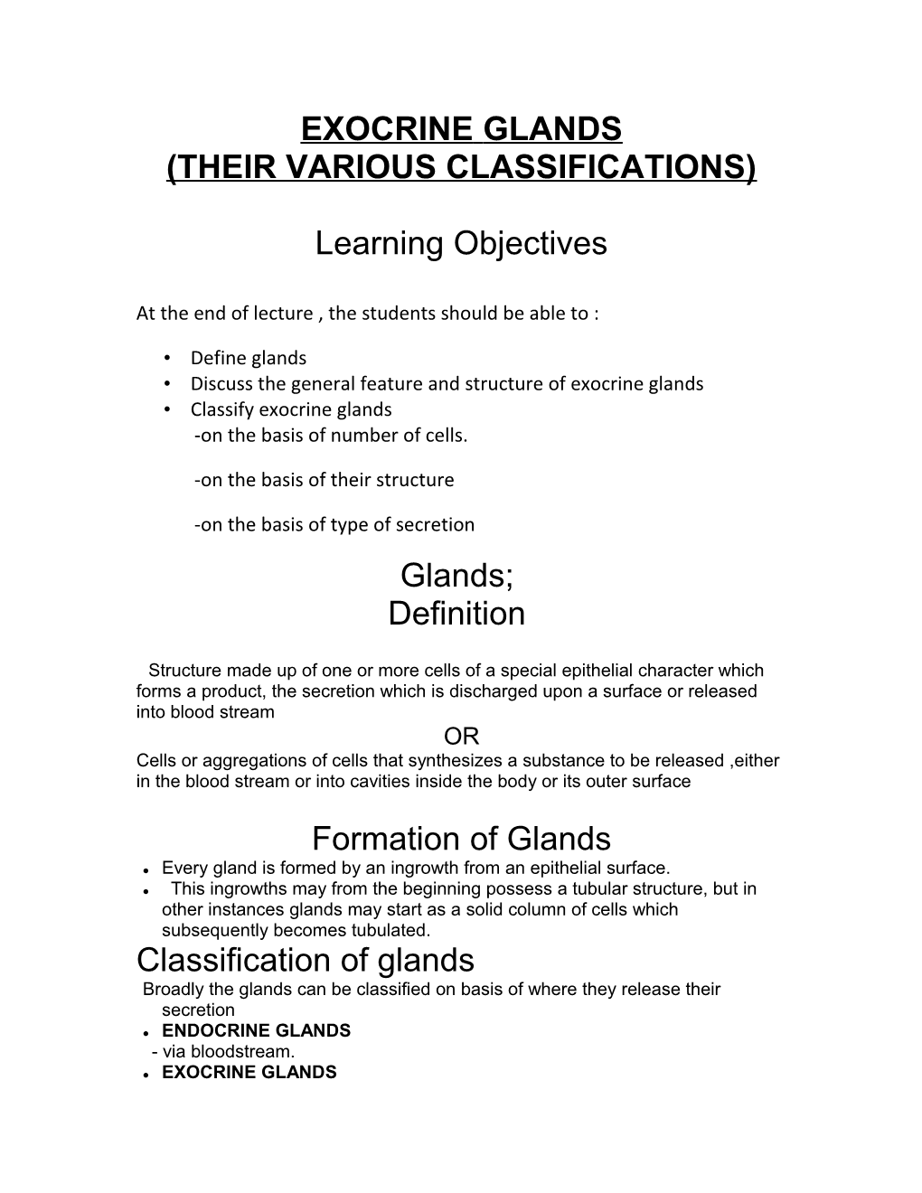 Exocrine Glands