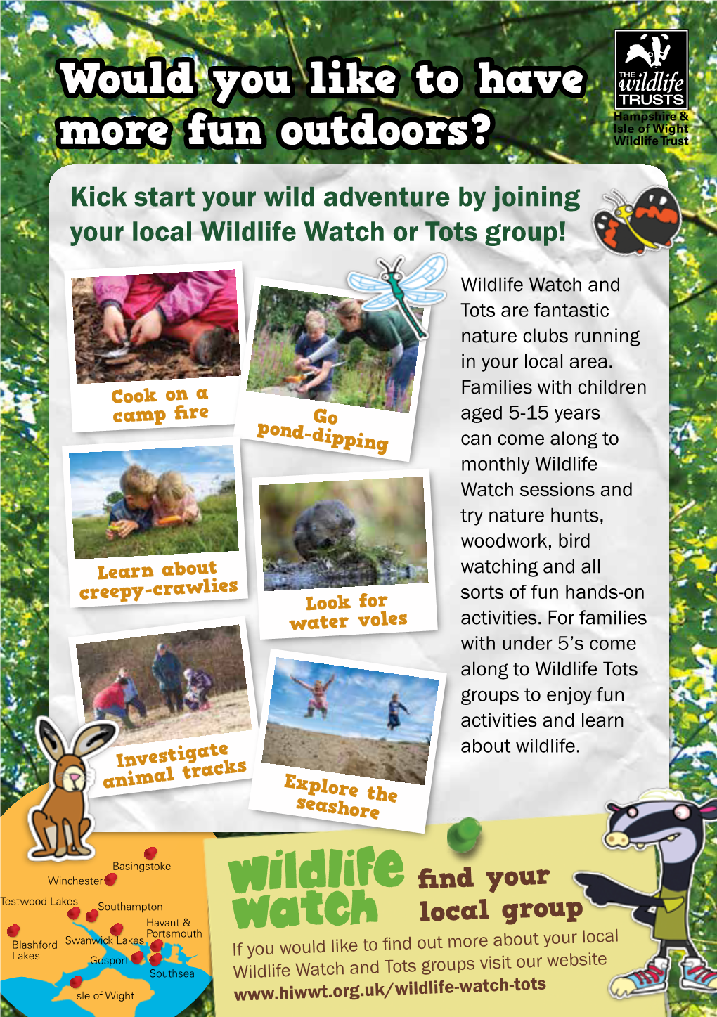 Would You Like to Have More Fun Outdoors? Kick Start Your Wild Adventure by Joining Your Local Wildlife Watch Or Tots Group!
