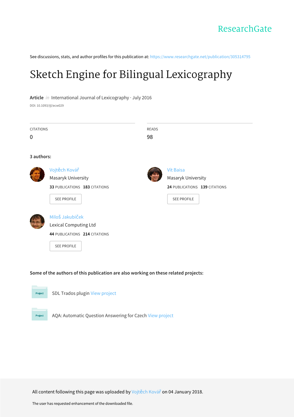 Sketch Engine for Bilingual Lexicography