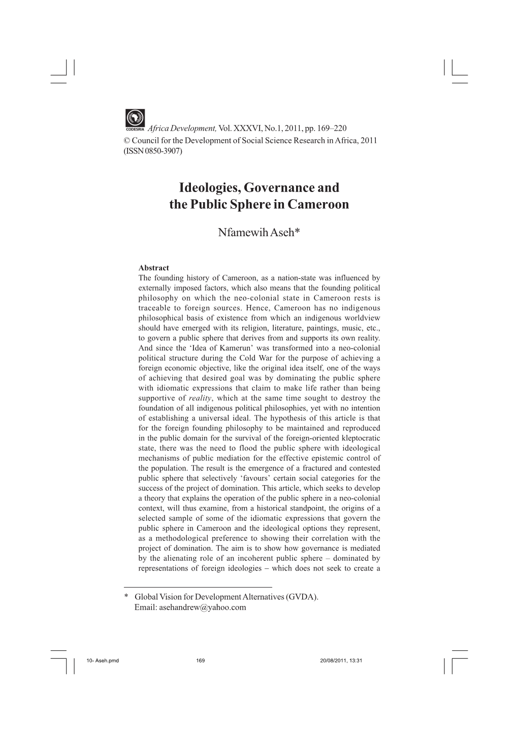 Aseh.Pmd 169 20/08/2011, 13:31 170 Africa Development, Vol