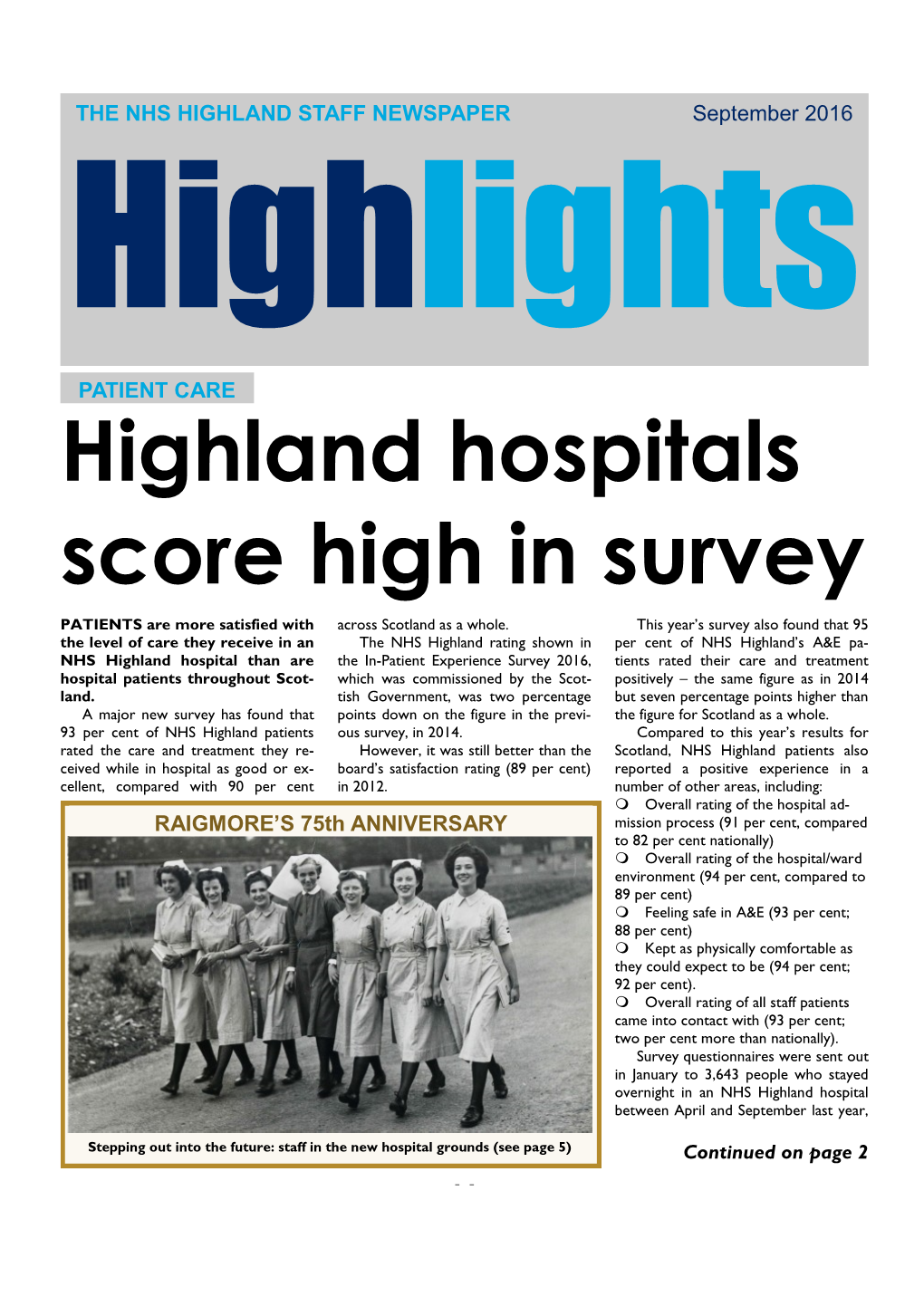 Highland Hospitals Score High in Survey