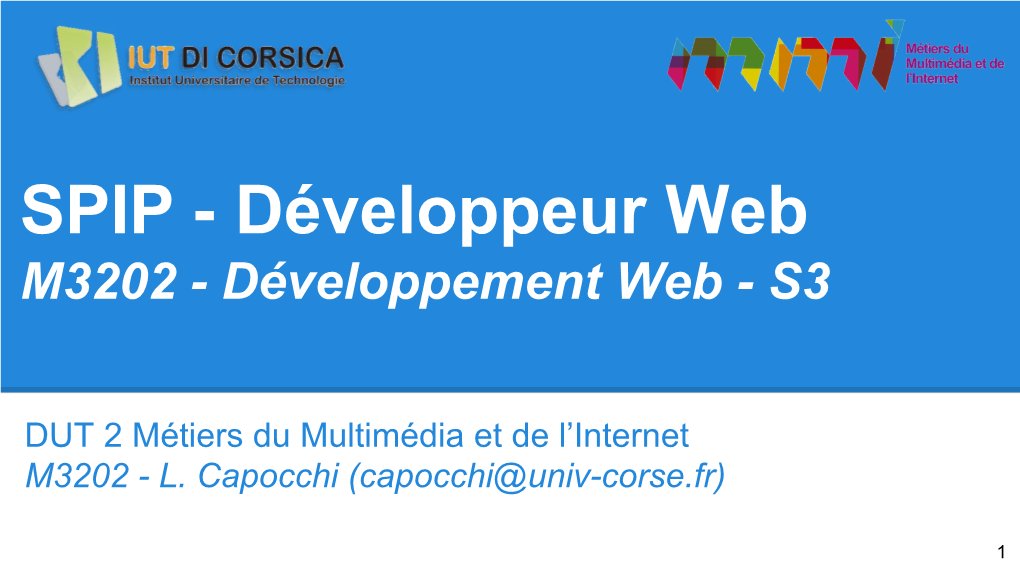 SPIP - Développeur Web M3202 - Développement Web - S3