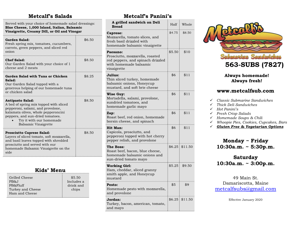 Metcalf's Soups & Combos