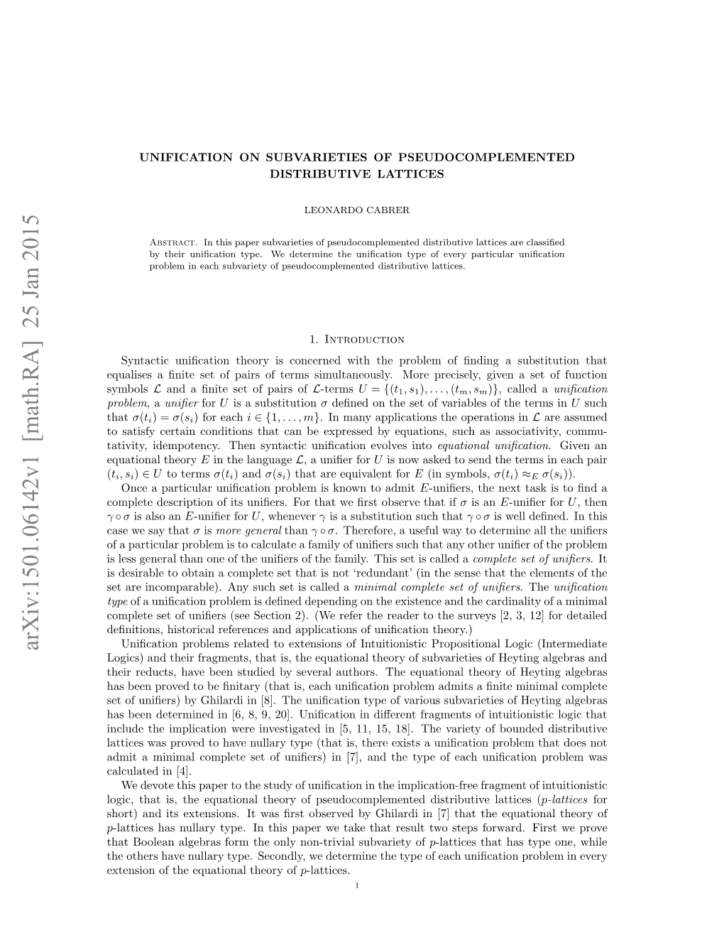 Unification on Subvarieties of Pseudocomplemented Distributive Lattices 3