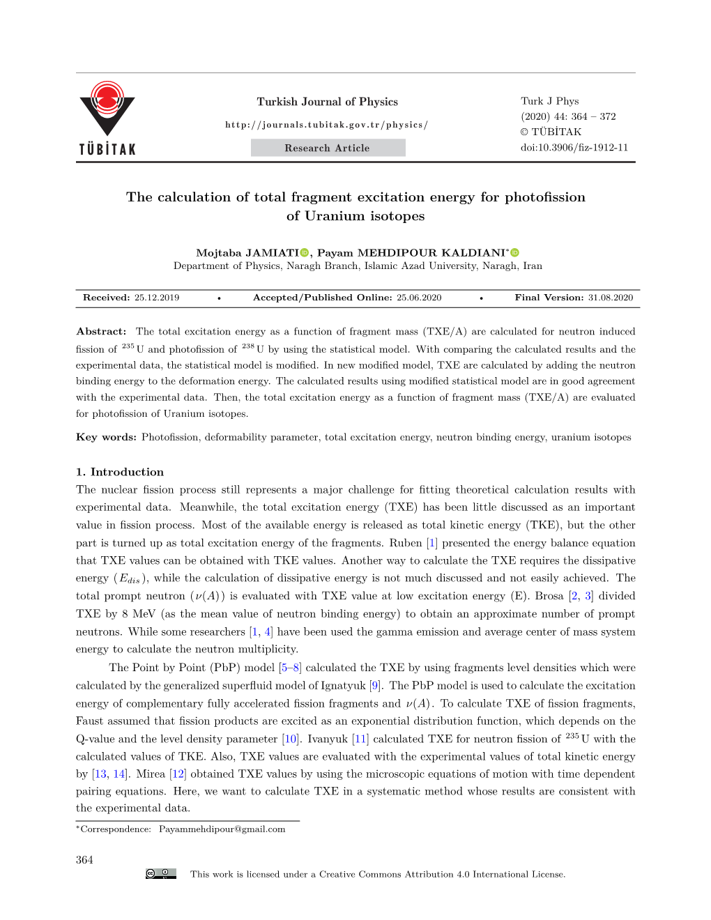 The Calculation of Total Fragment Excitation Energy for Photofission of Uranium Isotopes