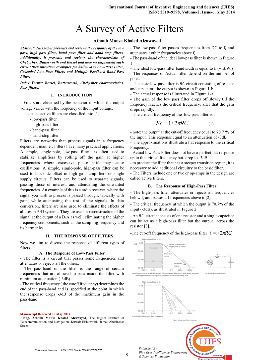 A Survey of Active Filters Athoub Mousa Khaled Alzuwayed