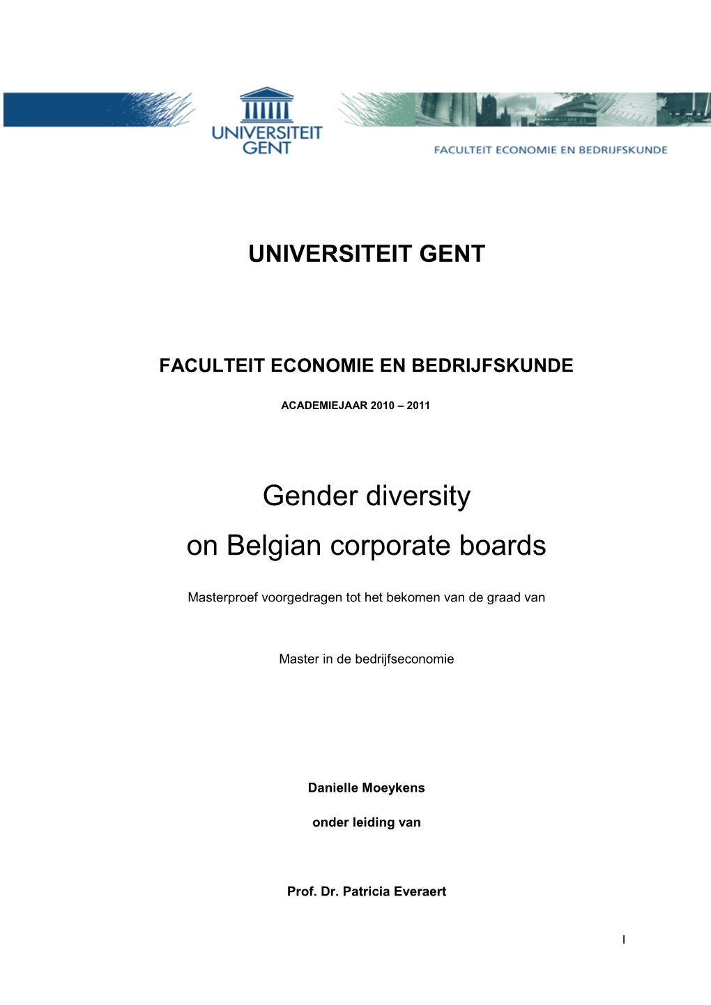 Gender Diversity on Belgian Corporate Boards