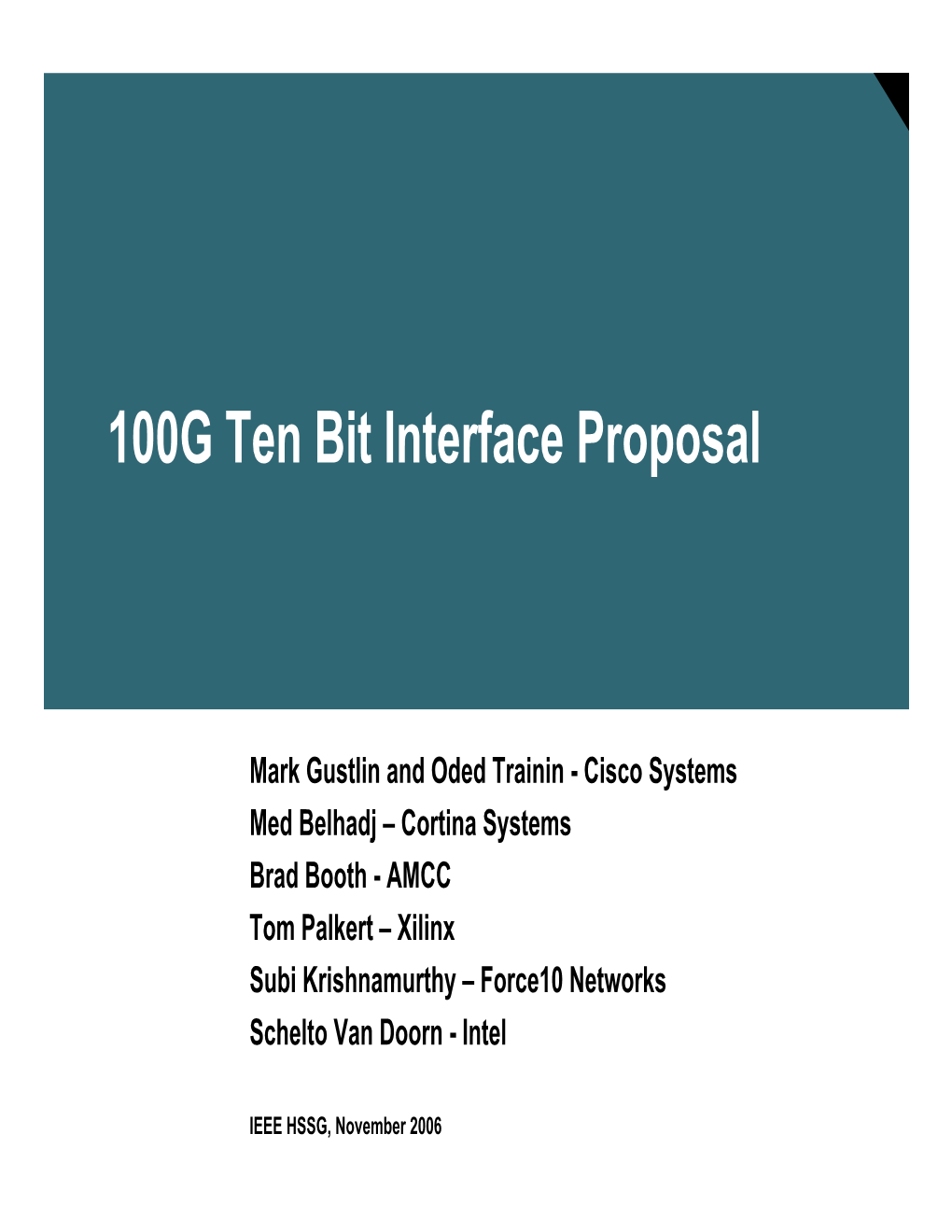100G Ten Bit Interface Proposal