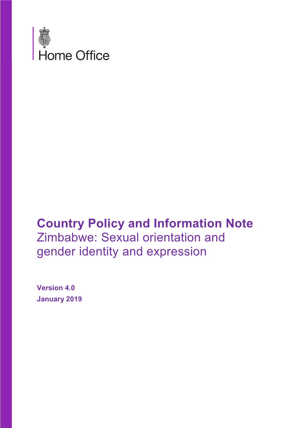 Country Policy and Information Note Zimbabwe: Sexual Orientation and Gender Identity and Expression