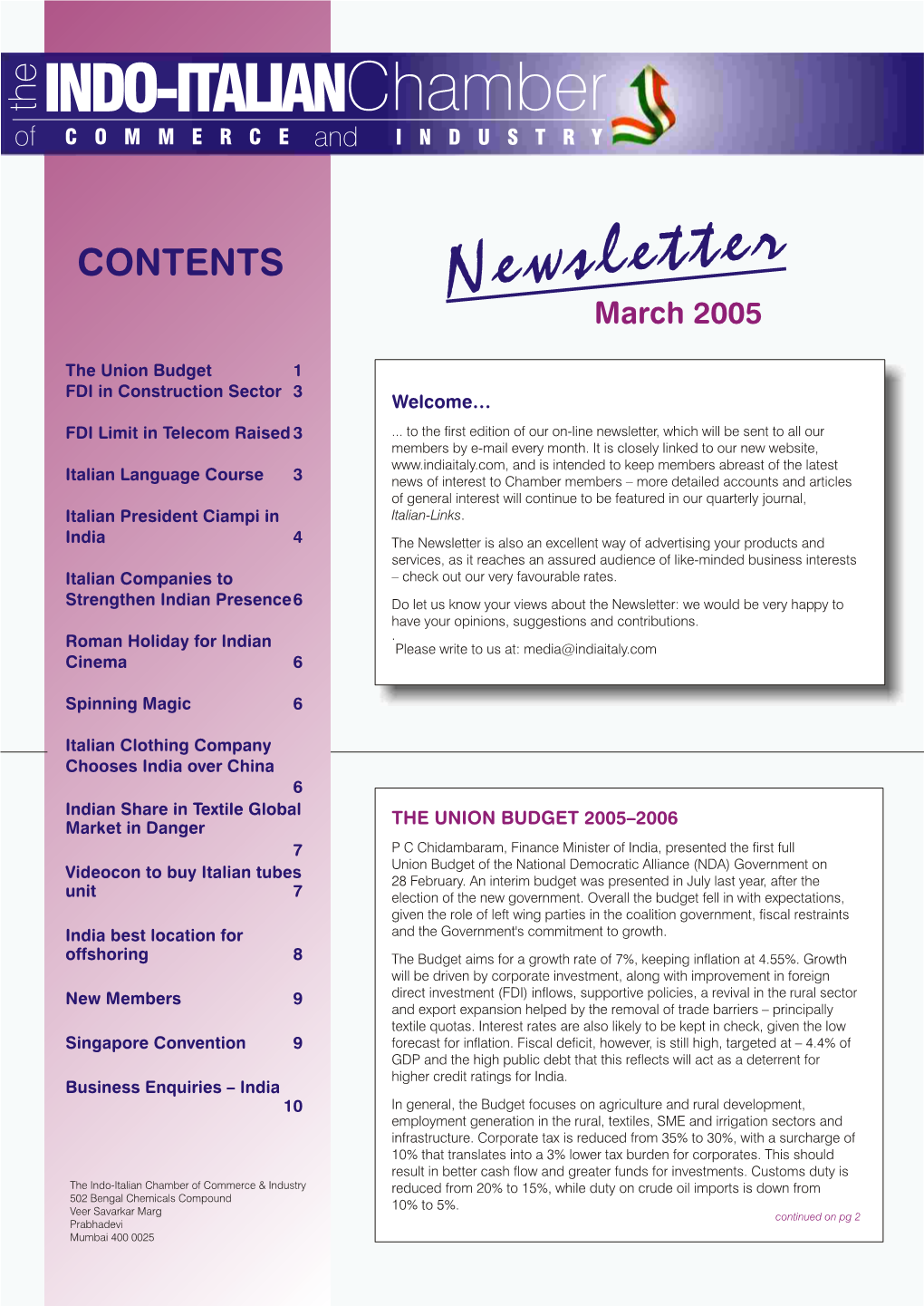 IICI NEWSLETTER March 2005