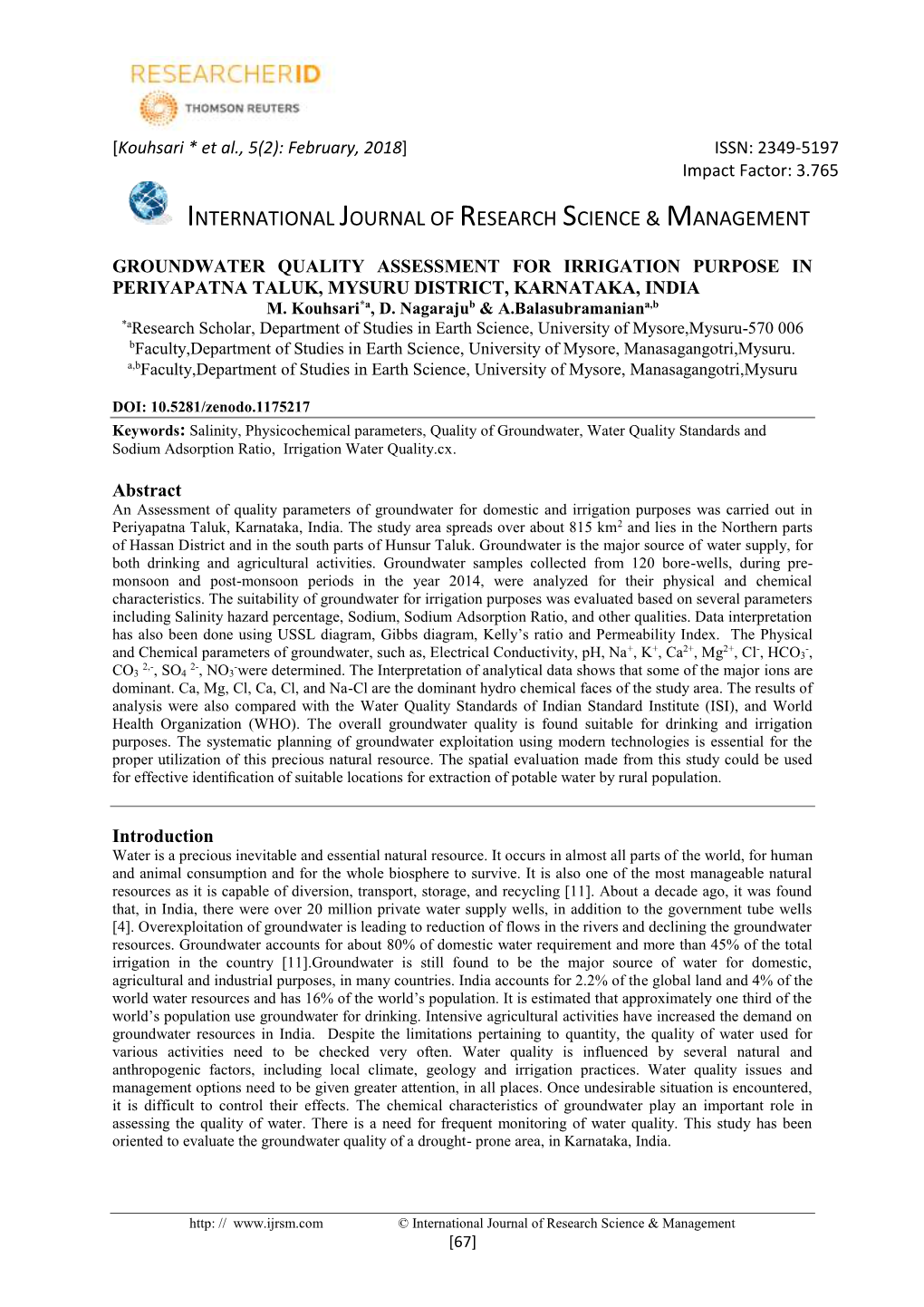 International Journal of Research Science & Management