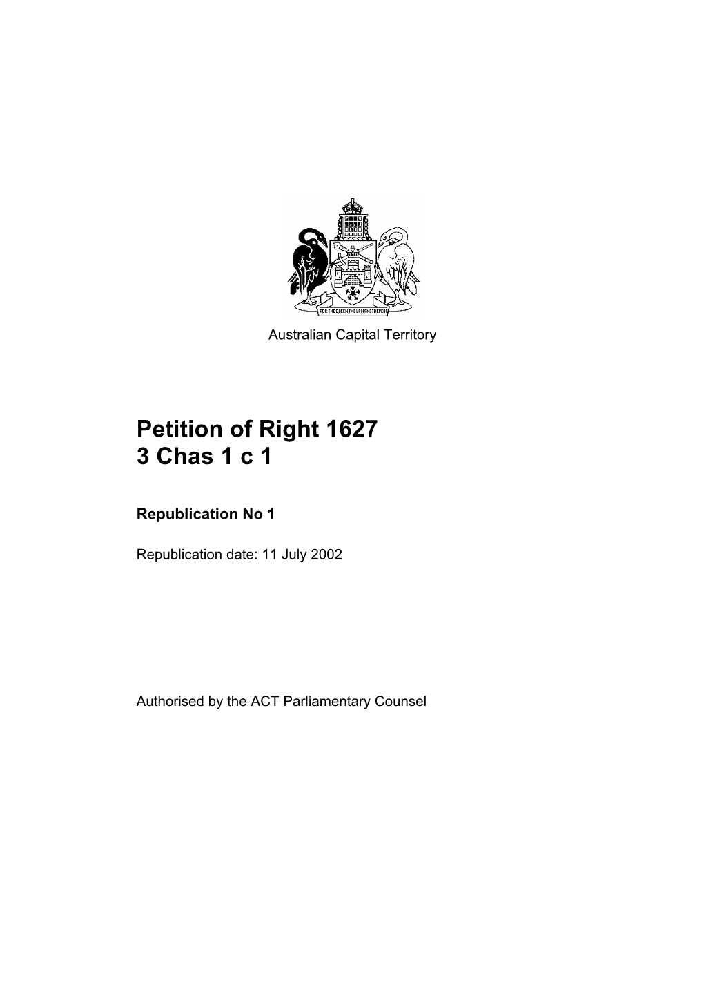 Petition of Right 1627 3 Chas 1 C 1