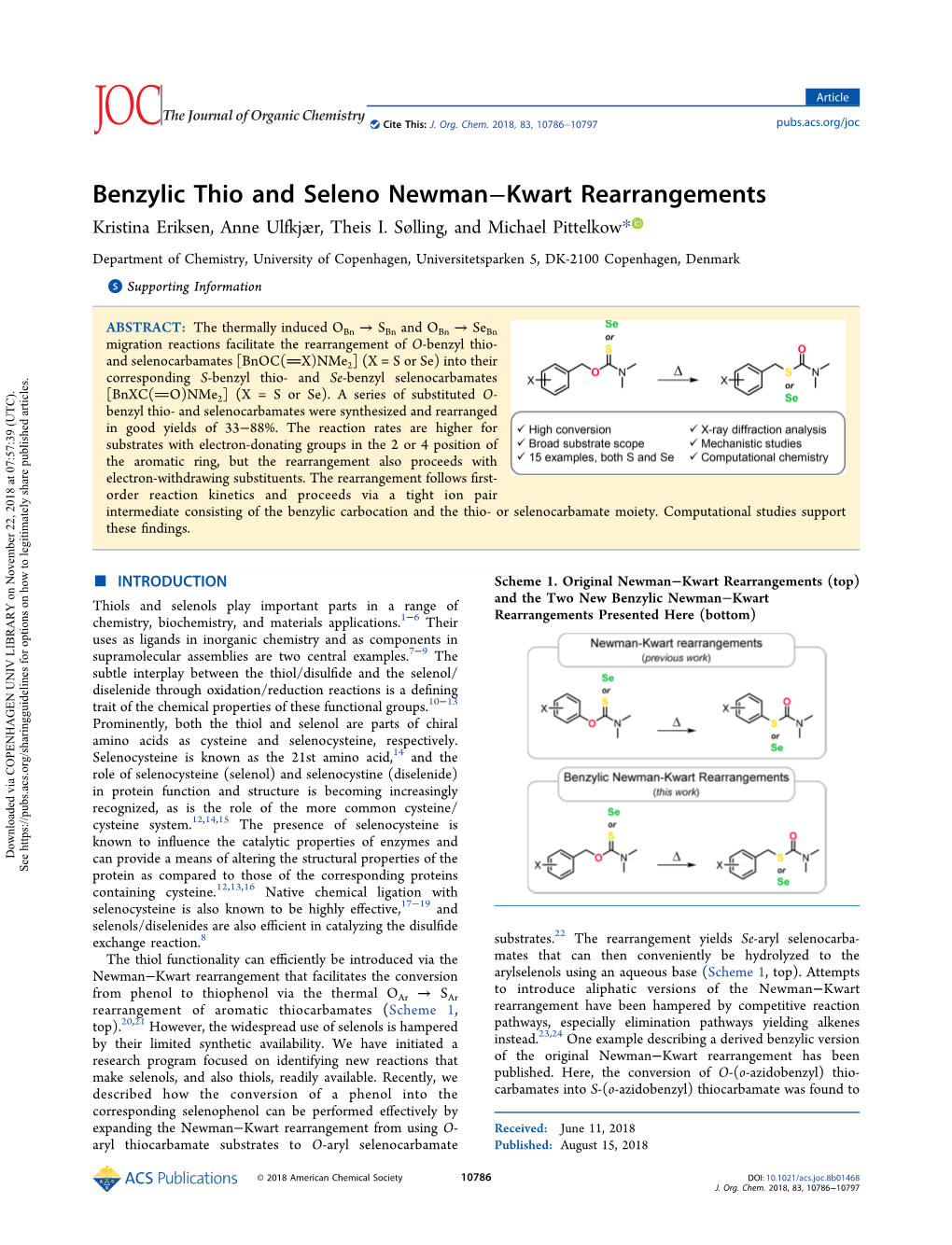 Benzylic Thio and Seleno Newman–Kwart Rearrangements